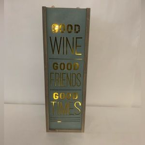 Demdaco Wine Friends Good Times LED Lights  Wood Wine Bottle Gift Box Decor